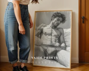 Athletic Form Sketch Wall Art Print Digital Decor